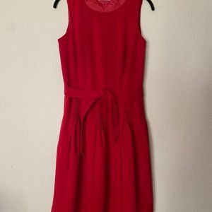 Calvin Klein Women's Belted Red Dress Fit and Flare Pleated Skirt  Size 4